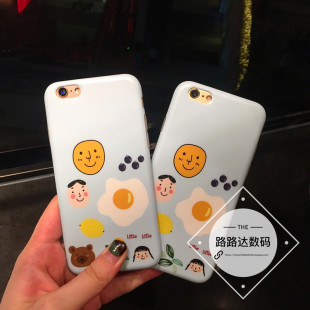卡通荷包蛋微笑苹果6手机壳 涂鸦集合iPhone6plus保护套全包软4.7