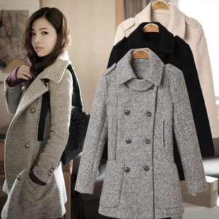 2016秋冬新款大码女装韩版中长款呢子大衣修身显瘦风衣羊毛呢外套
