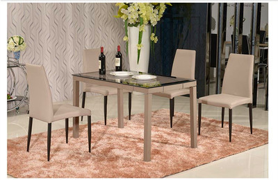 特价钢化玻璃餐桌 现代简约餐桌椅组合 力军力沙发小户型烤漆饭桌