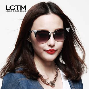 LGTM透明半框太阳镜女2015款小脸彩膜反光墨镜潮人水晶折型眼镜女