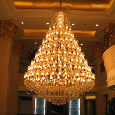 别墅会所复式楼大厅夹片水晶吊灯欧式经典大型蜡烛水晶灯厂家定做