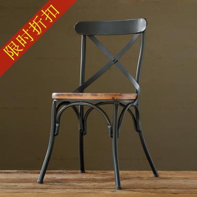 特价实木美式客厅休闲椅子铁艺做旧酒吧餐桌椅仿古椅子办公椅子