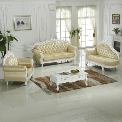 欧式真皮沙发 真皮沙发客厅包邮 实木雕花真皮沙发组合 法式沙发