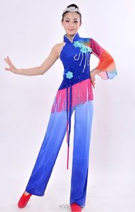 高档独袖2015新款秧歌服装民族舞蹈演出服女装古典扇子舞表演服装