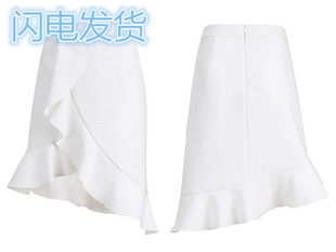 糖力2017夏装新款欧美 女装白色简约半身百搭短裙气质裙子