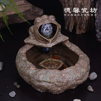 陶瓷器鱼缸摆件创意古典仿石乌龟缸碗睡莲花盆水族箱特价鱼缸包邮