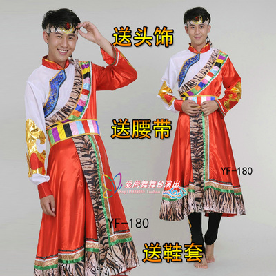 新款藏族舞蹈服装男装少数民族演出服饰藏族舞台表演服装藏袍藏服