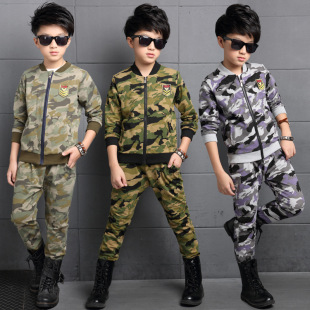 2016秋季新款儿童套装韩版时尚运动服男童中大童迷彩欧巴两件套