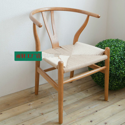 现代牛角椅实木餐椅Y叉椅时尚休闲设计师椅子创意木椅咖啡厅桌椅