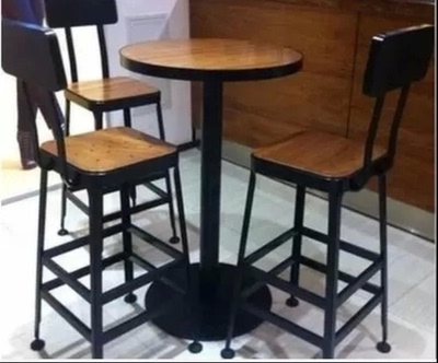 复古做旧圆型方形铁艺成套餐桌椅 美式酒吧咖啡厅高脚餐桌椅