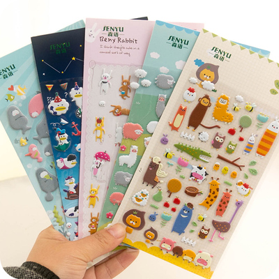 缤纷屋 韩版创意可爱动物卡通立体DIY日记相册装饰贴纸 泡泡贴纸