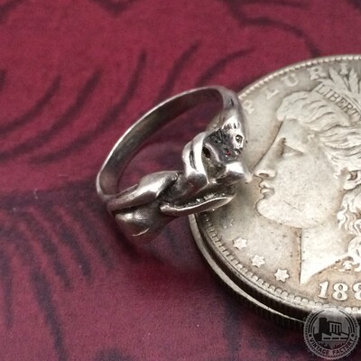 西洋古董首饰1950产英国皇室情色艺术人体纯银925戒指指环带银标