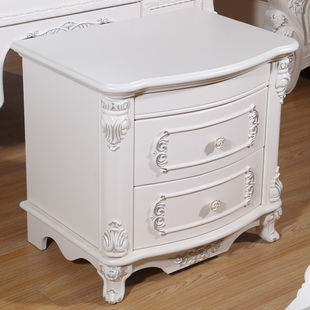 欧式床头柜现代简约床头柜实木白色收纳柜特价法式床头柜子储物柜