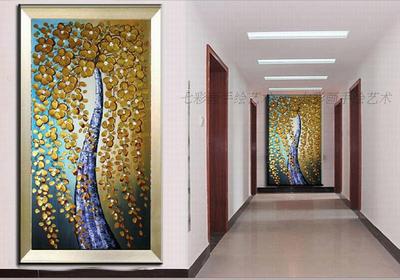 欧式客厅油画装饰壁画玄关过道卧室抽象生命幸福树发财树竖版包邮