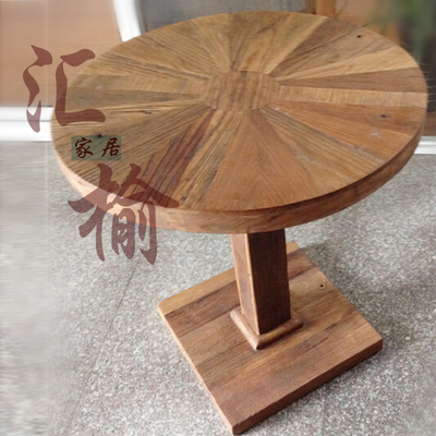 漫咖啡桌椅 老榆木桌椅 老榆木门板圆桌 欧式家具休闲桌 实木圆桌