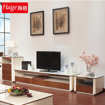 海格 电视柜 烤漆钢化玻璃电视柜组合简约现代客厅电视柜地柜斗柜