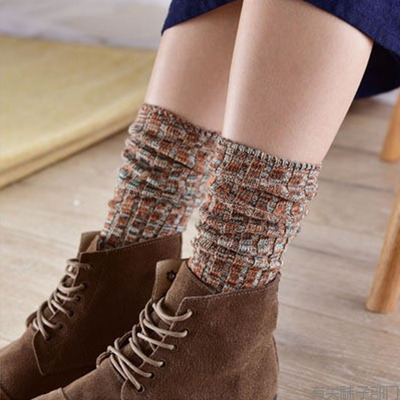 袜子女秋冬堆堆袜粗线复古韩国可爱女士棉袜森系民族风短靴袜