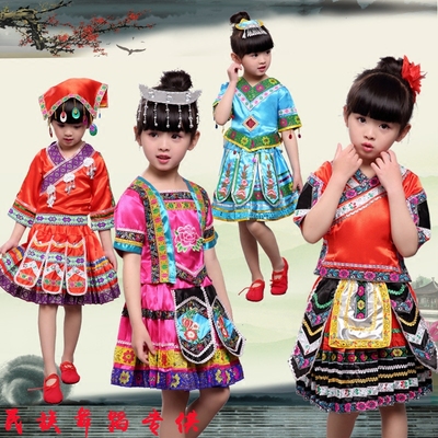 儿童少数民族演出服短袖幼儿园女童舞蹈表演服装少儿歌唱比赛秋冬
