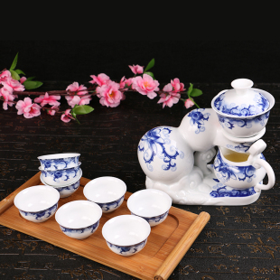 德化高白葫芦青花全自动功夫茶杯办公陶瓷器茶具红茶泡茶器整套装