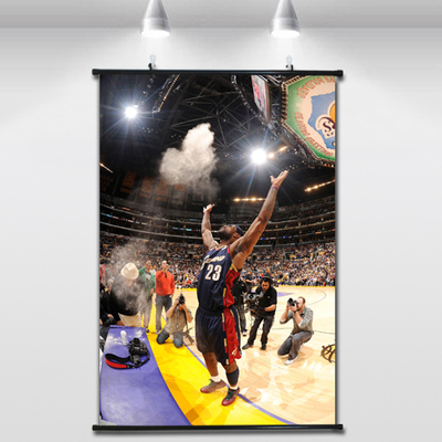 詹姆斯皇帝霸气骑士NBA挂画书房布料装饰画篮球海报无框墙画壁画