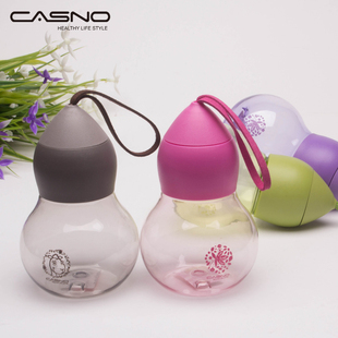 卡西诺随手杯 带盖有提绳随身杯创意便携防漏葫芦杯塑料直饮水杯