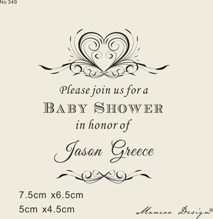 订制橡皮章 结婚印章  婴儿出生 纪念章 心形花纹 baby shower