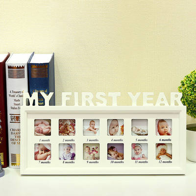 厂家直销儿童相框 创意新款实木宝宝周岁记录摆台组合相框礼品