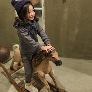 秋冬款女童韩版新品纯棉加厚卫衣两件套女孩运动外套宝宝全棉套装