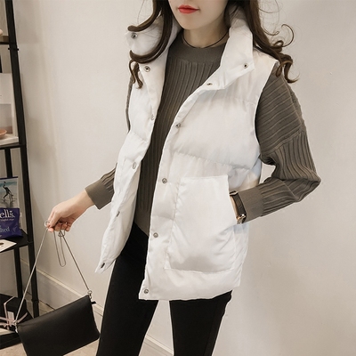 2016冬季新款韩版时尚短款纯色棉衣马甲外套羽绒服立领加厚马夹女
