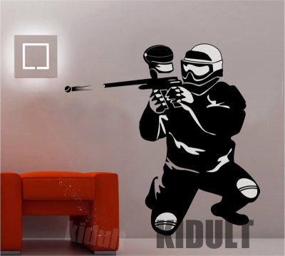 包邮射击人物运动子弹贴墙纸家居电视背景墙装饰画创意壁画K-0007