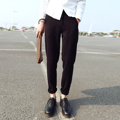 2014冬季新款 纯黑色 修身版型 简单经典款休闲裤 男 潮