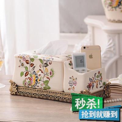 欧式纸巾盒创意手机遥控器田园装饰工艺品简约现代陶瓷降价抢购