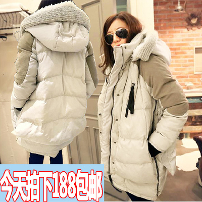 2015女款韩版工装大码孕妇冬装外套羽绒服 中长款女加厚斗篷宽松