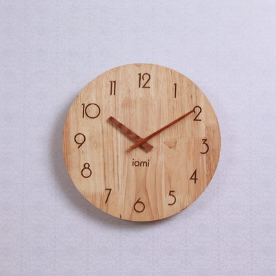 免费刻字iomi实木钟表木钟木质挂钟创意简约传统数字钟表客厅挂钟
