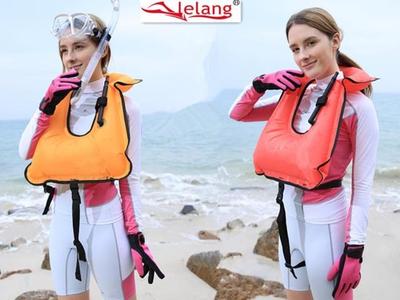 lelang 便携式充气浮力背心浮潜装备 救生衣潜水冲浪海岛必备