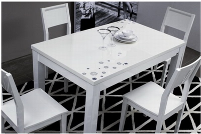 简约现代实木餐桌椅 白亮光餐桌餐椅 厂家直销特惠4张以上包物流