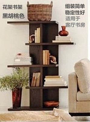 简易书柜书架 花架 客厅创意落地柜置物架卧室储物柜隔断 木质架