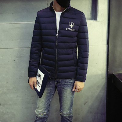 2016年最新男士棉服 韩版修身短款印花棉衣外套男青年冬装男士 潮