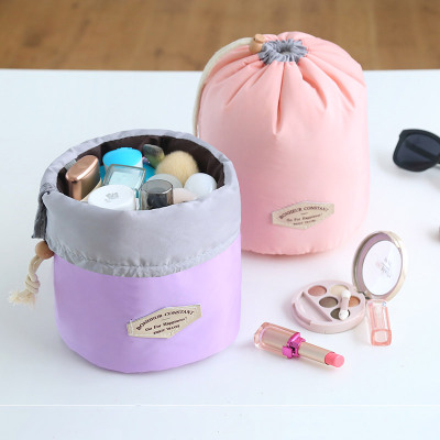 韩国多功能圆筒式化妆包便携化妆品收纳包大容量可爱洗漱包水桶包