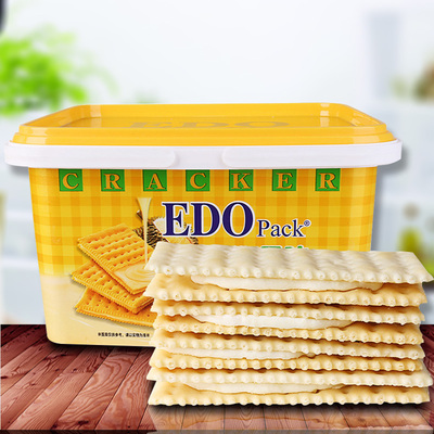 新品EDO Pack夹心饼干600g/盒罐装礼盒榴莲柠檬芝士味苏打零食品