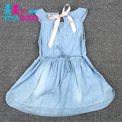 YIYADODO2015夏季新款童装女童丝带牛仔裙系带连衣裙