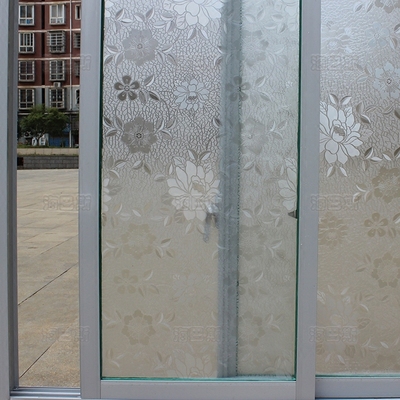 3D牡丹花防晒静电玻璃贴纸不透明浴室窗户贴膜厨房移门阳台窗花纸