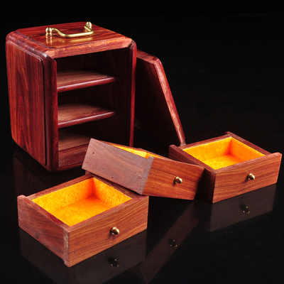 首饰盒纯木制收藏品印尼黑酸枝金银器收纳盒仿古工艺品免运费包邮
