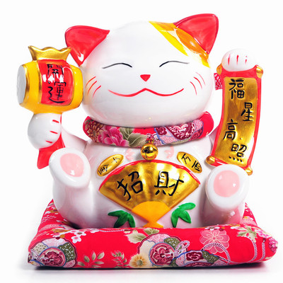 日本招财猫陶瓷存钱罐  大号储钱储蓄罐可爱摆件店铺开业生日礼物