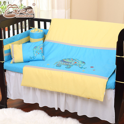 龙之涵婴幼儿床上用品套件 宝宝床围全棉小儿童床品大套件 可拆洗