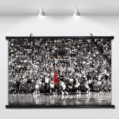 NBA公牛队飞人乔丹最后关键一投复古黑白艺术装饰画篮球海报挂画