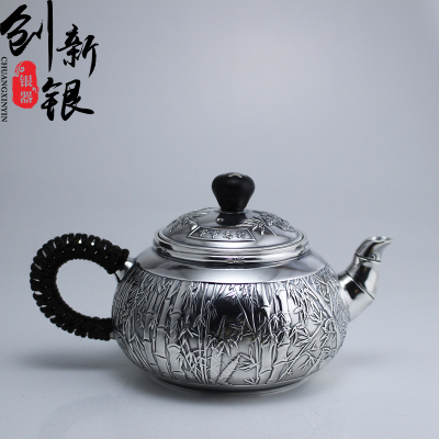 创新 纯银茶壶 银功夫茶壶纯银999 纯银烧水壶功夫银茶壶茶具商务