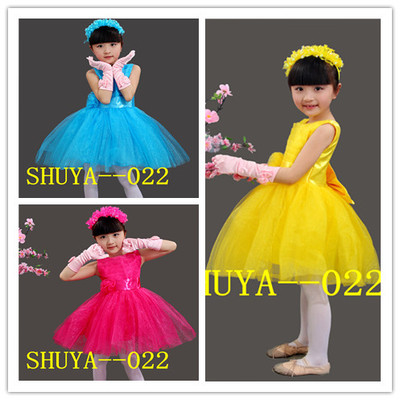 新款儿童公主纱裙表演服装幼儿现代舞蹈连衣裙六一女童蓬蓬裙童装