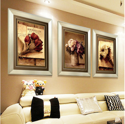 客厅装饰画现代简约沙发背景墙画壁画挂画餐厅有框三联画 秀丽