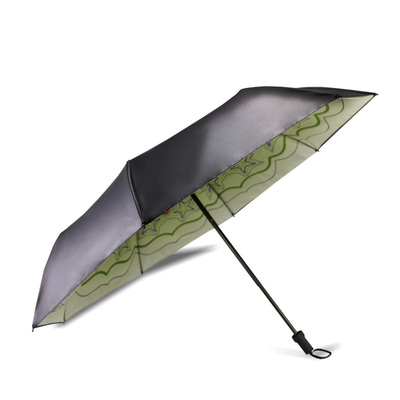 慢风创意巨蟹座小黑伞男女两用超轻防晒三折伞晴雨伞太阳伞遮阳伞
